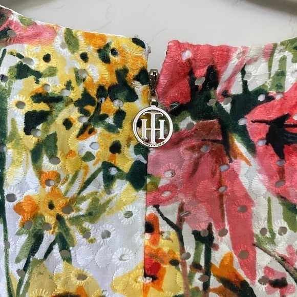 NWT - Tommy Hilfiger Floral Dress with Coral Belt, Size 16W - Picture 7 of 12